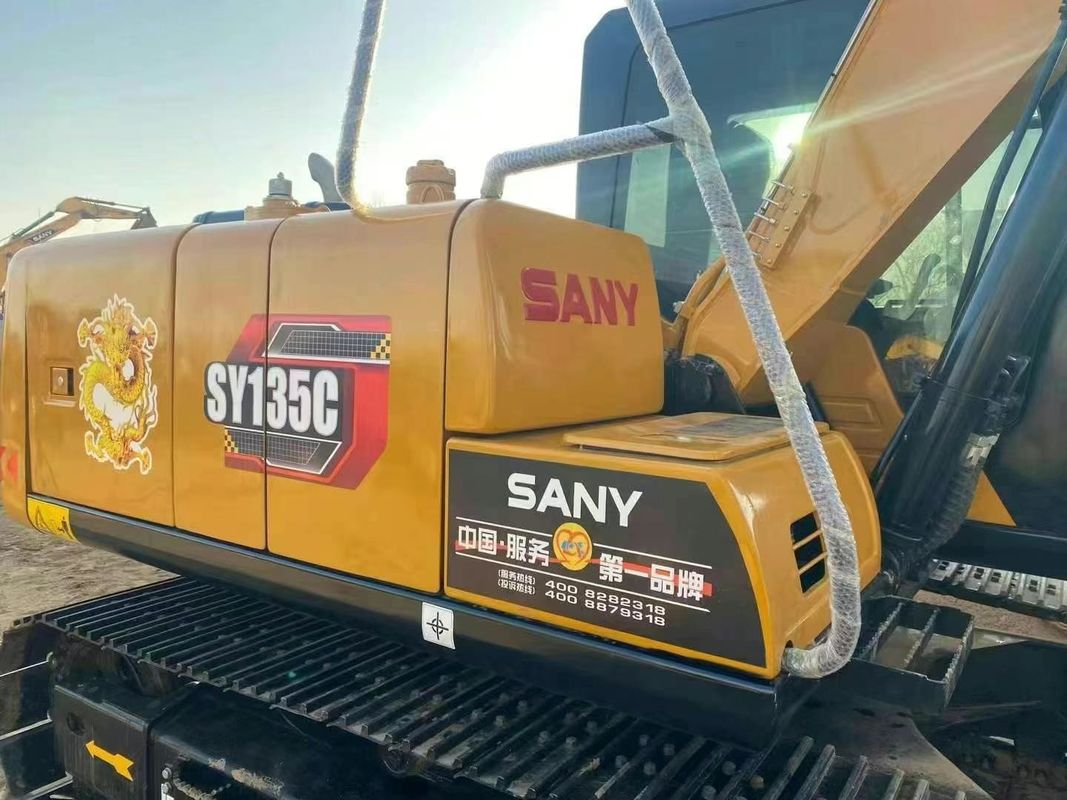 Χρησιμοποιούμενος εξορυκτής SANY SY135C 13.5T Πλήρης εξυπηρέτηση Ιστορία Κατασκευή Ορυχεία Μεταφορά γης